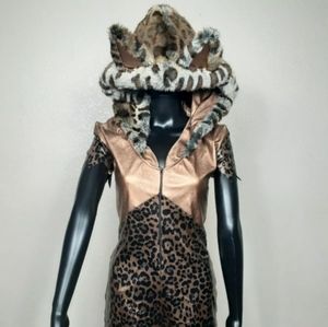 J. Valentine Women's Bronze Leopard Hooded Romper